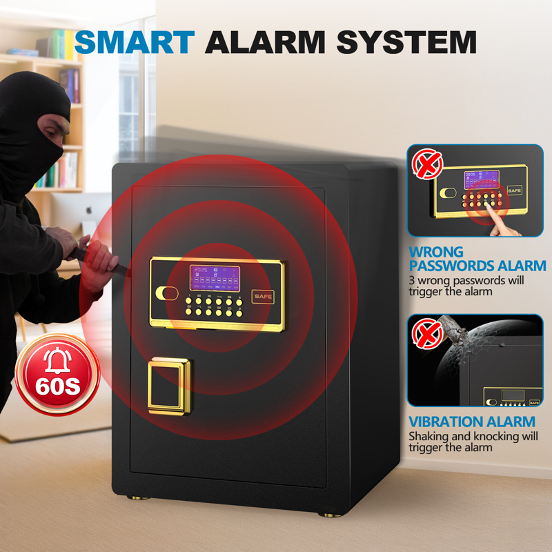 Large 3.5 Cu Ft Digital Home Safe with Fireproof Bag & Alarm System