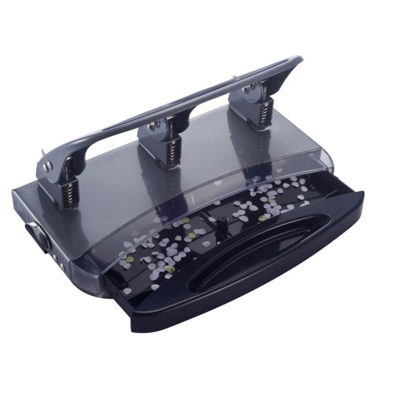 Deluxe 3-Hole Heavy-Duty Punch, 45-Sheet Capacity, See-Through Chip Drawer