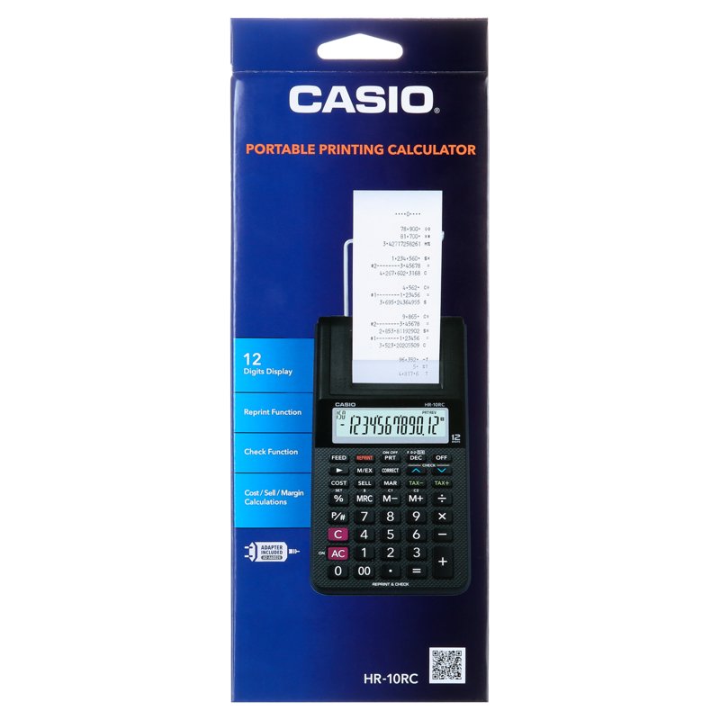 Casio 12-Digit Printing Calculator with Cost, Tax, and Date Functions