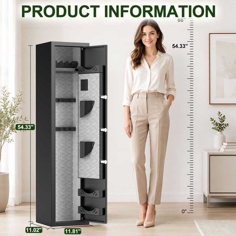 Digital Gun Safe 5-6 Long Rifle & Pistol Storage with Quick Access