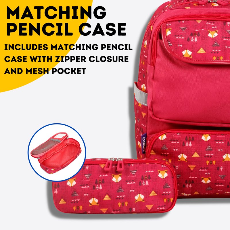 Kids 15-Inch School Backpack with Pencil Case - Reflective & Padded Comfort
