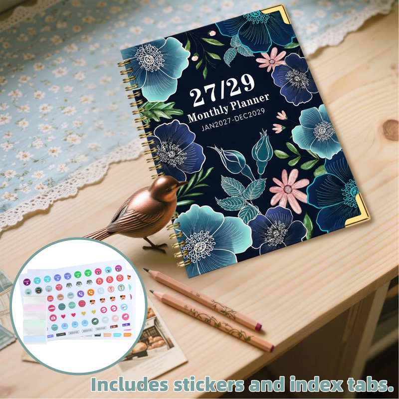2027-2029 Monthly Planner with Colorful Tabs & Durable Binding - 9 x 11 Inches