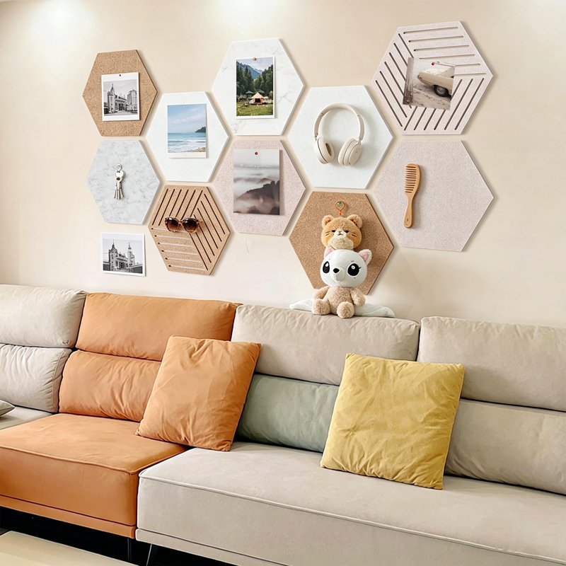 Self-Adhesive Hexagon Cork Tiles Wall Bulletin Board Kit - 10 Pack