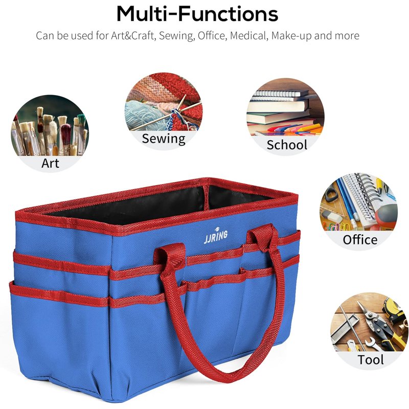 Multi-Pocket Art & Craft Storage Tote Bag - Waterproof Nylon Organizer for Sewing & Scrapbooking