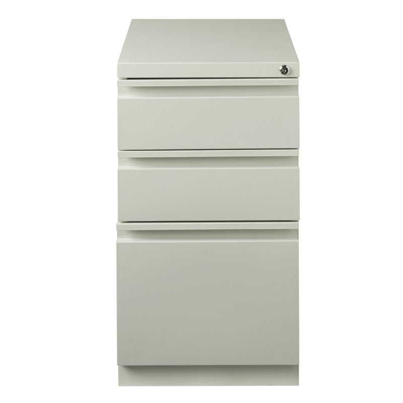 20-Inch Metal Mobile Pedestal File Cabinet with 3 Drawers - Light Gray