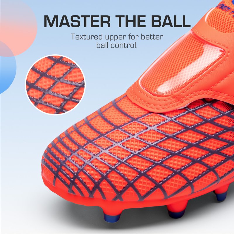Dream Pairs Kids Soccer Cleats - Orange/Blue, Hook & Loop