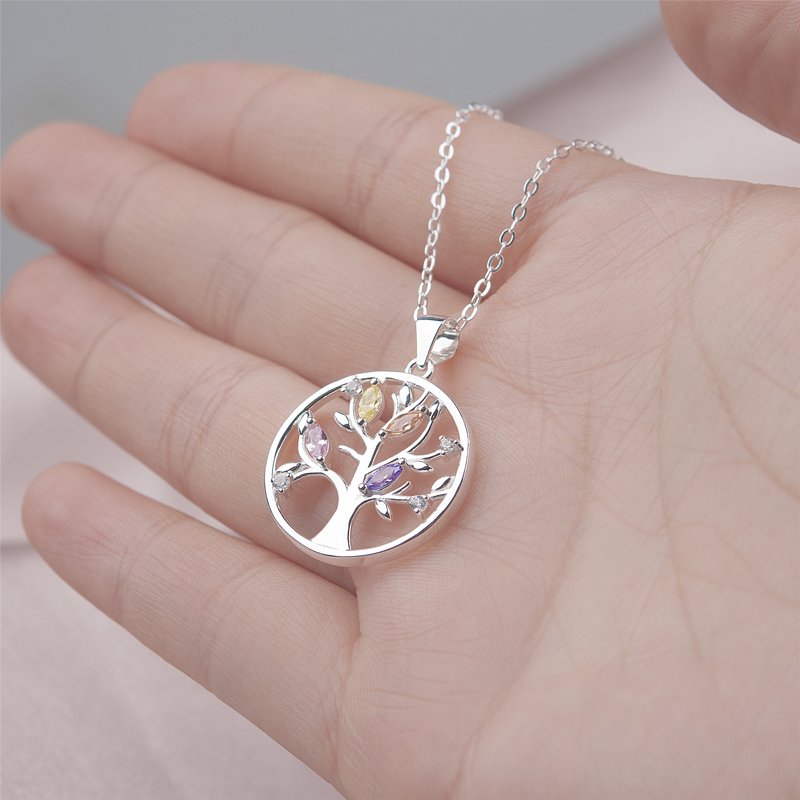 Sterling Silver Tree of Life Christmas Necklace for Step Mom Gift