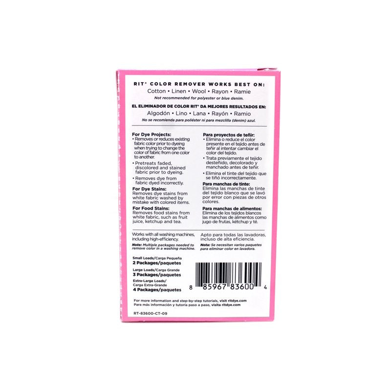 Color Remover Powder Laundry Treatment 2 Oz Pack of 2 - Fabric Dye & Stain Remover