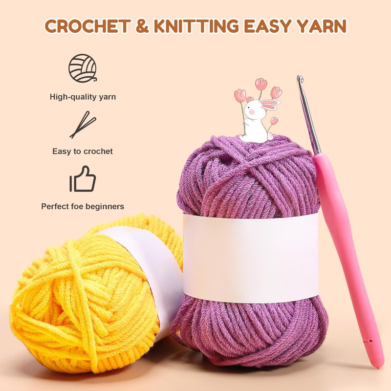 Beginner Crochet Kit with Hook and Tutorials for Creating Potted Tulip Plants