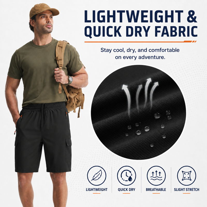 Men's Lightweight Quick Dry Hiking Shorts with Sun Protection and Multiple Pockets