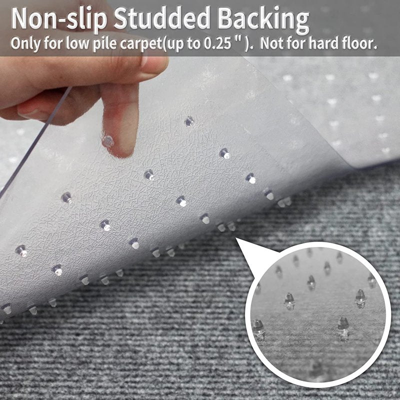 Office Chair Mat for Low-Pile Carpet 48x36 Inches Clear PVC Floor Protector with Lip