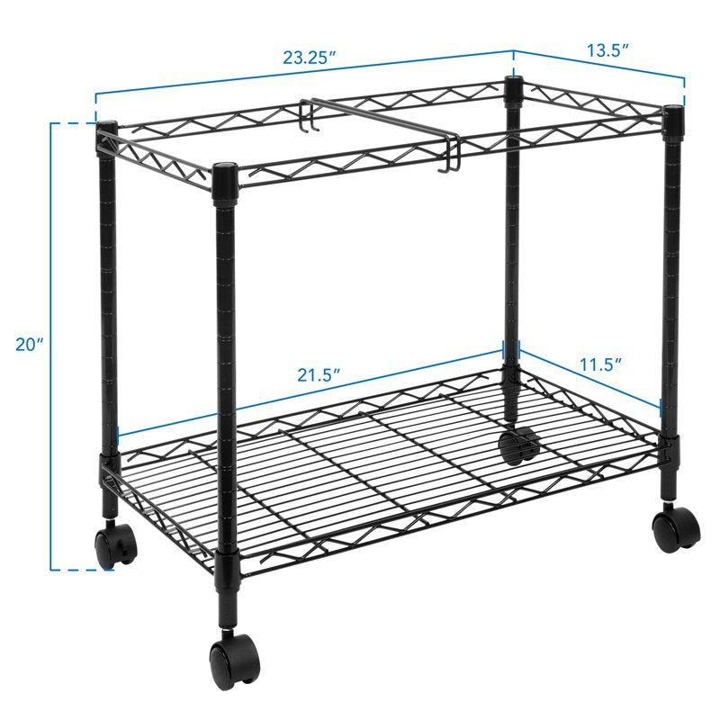 Rolling File Cart with Folder Rack - Office Storage & Mobile Organizer