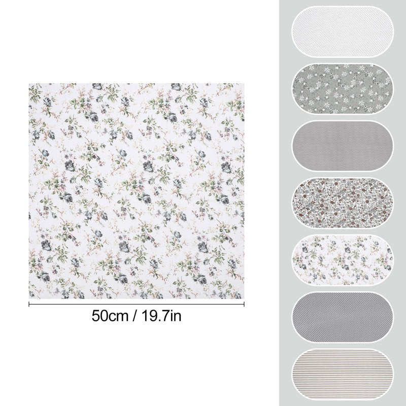 Pre-Cut Floral Cotton Fabric Squares for Quilting Sewing and Crafts - 7 Pieces