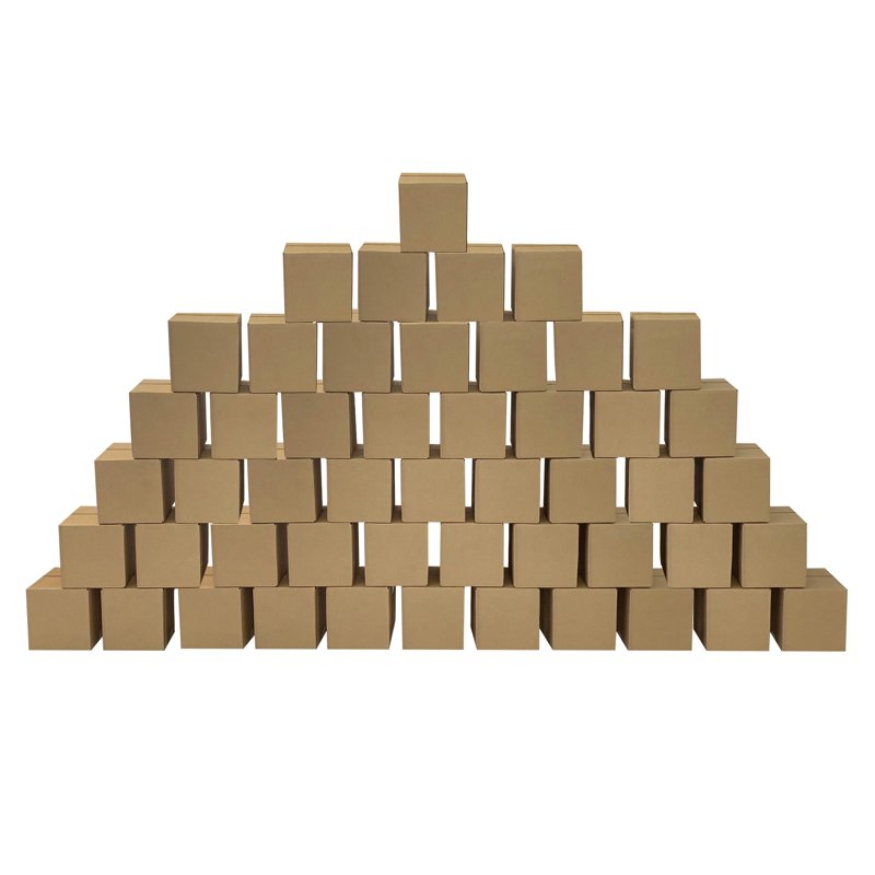 Corrugated Shipping Boxes Pack of 50 - 4x4x4 Inch Cube Cardboard Boxes