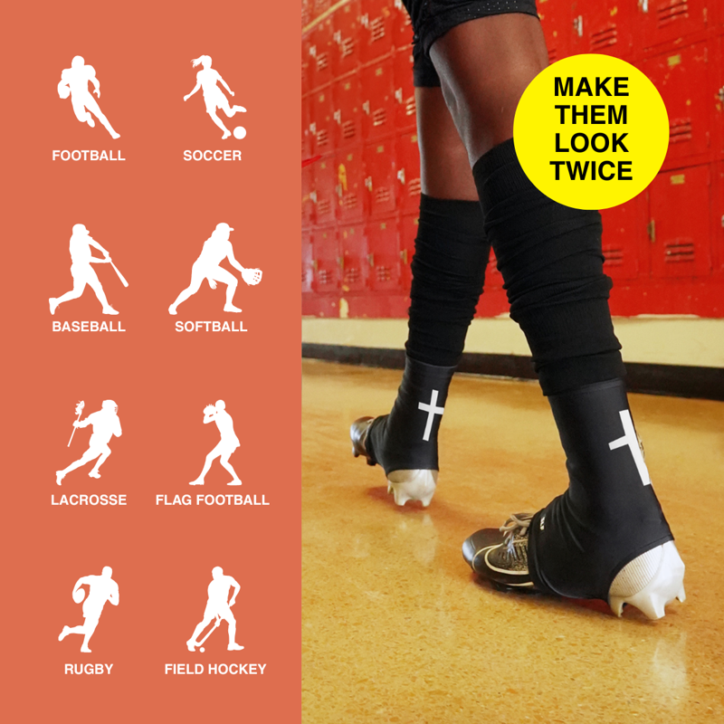 Football Spats with Ankle Support and Turf Prevention - Black & White