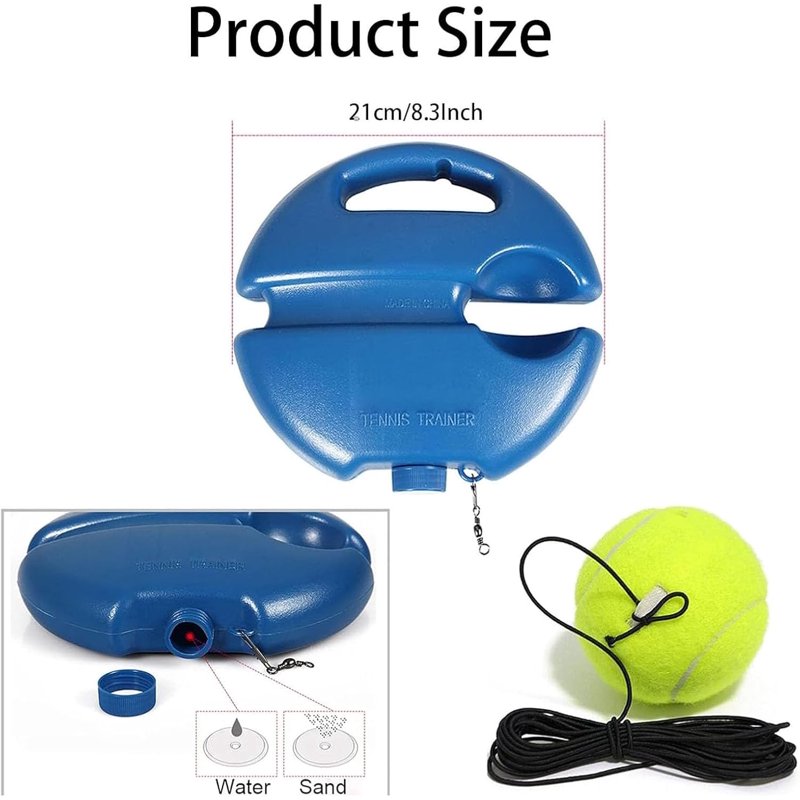 Portable Tennis Trainer with Rebound Balls & Adjustable Rope for Solo Practice