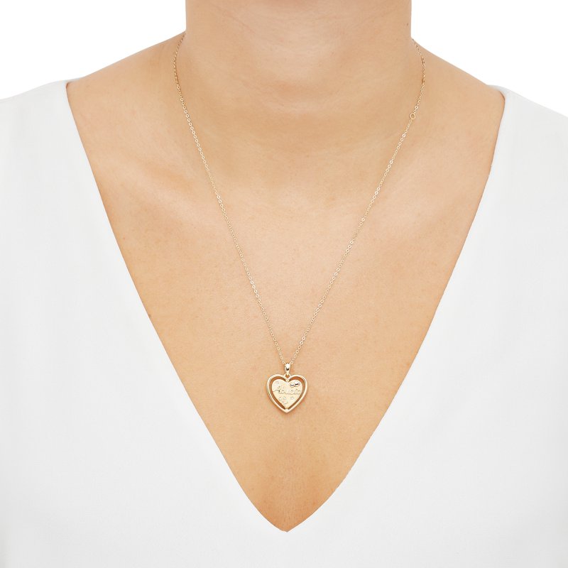 Sterling Silver and Gold Plated Reversible Heart Pendant Necklace, 20-inch Chain