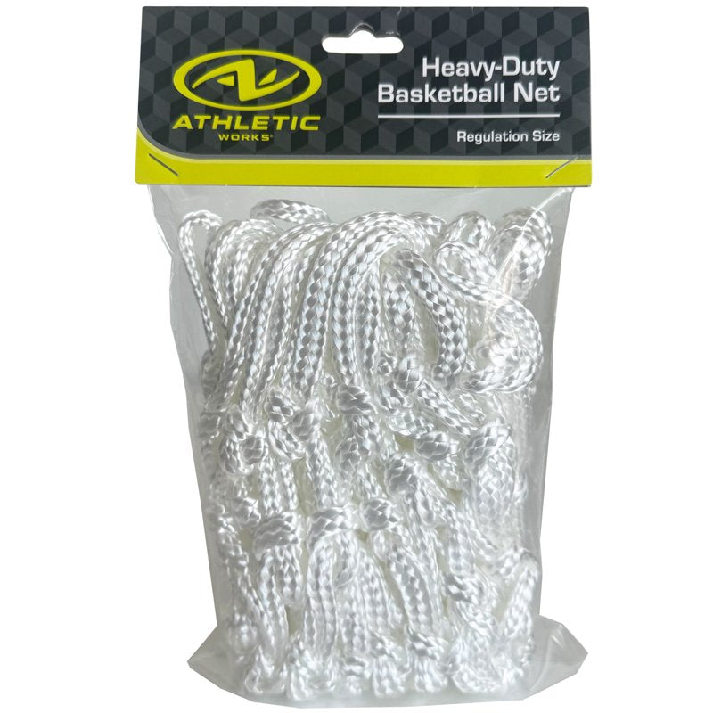 Heavy Duty Regulation Size Basketball Net - White Polyester for Indoor & Outdoor Play