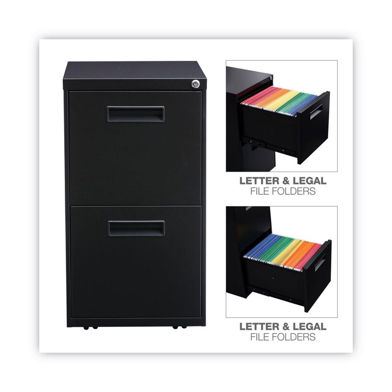Alera Metal Pedestal File Drawer - 2-Drawer Office Storage Black