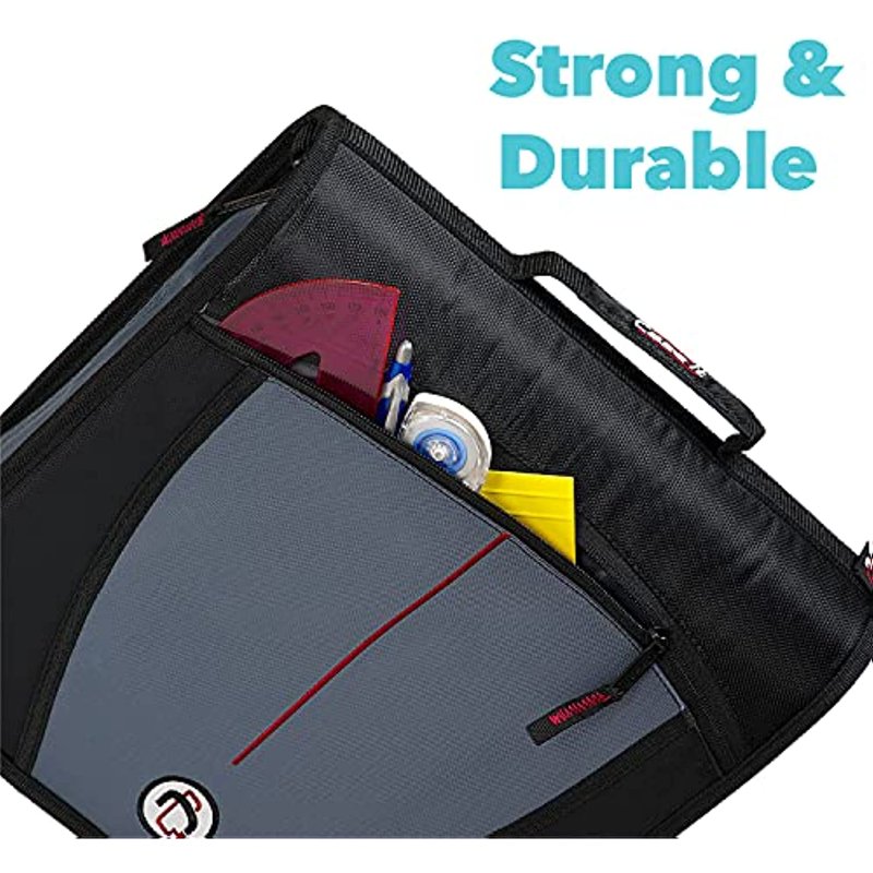 3-Inch Zipper Binder with Expandable File and Mesh Pockets for School Organization