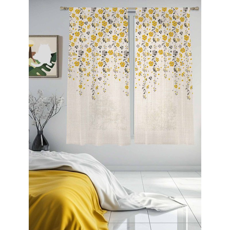 Sheer Curtain Panels 52-96 Inches Long Light Filtering Window Treatment for Living Room & Kitchen