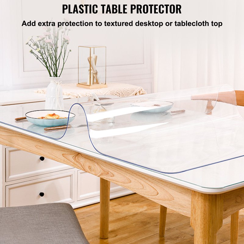 Clear Table Cover Protector 100x45 Inch, 1.5mm Thick PVC, Waterproof & Heat-Resistant