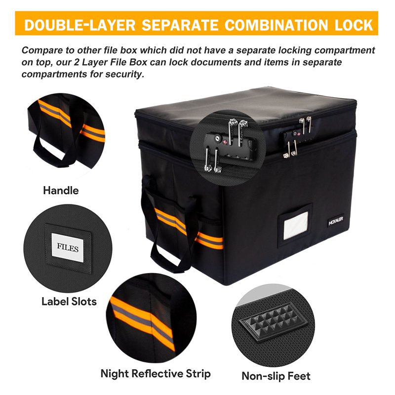Fireproof Lockable Document Storage Box - Water-Resistant, Stackable File Organizer