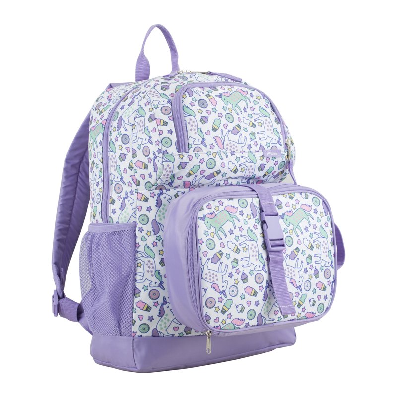 Unisex 4-Piece School Backpack Set with Lunch Box Shoe Pouch and Organizer