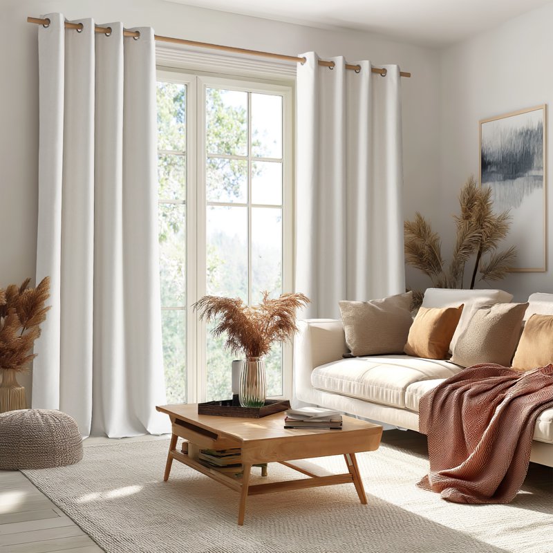 Blackout Curtains 2 Panel Set - Faux Linen Soundproof Privacy Drapes