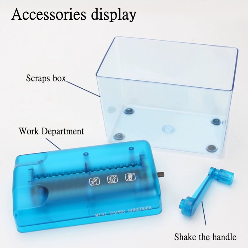 Portable Mini Hand Shredder for Paper and Documents, A6 Size, Blue