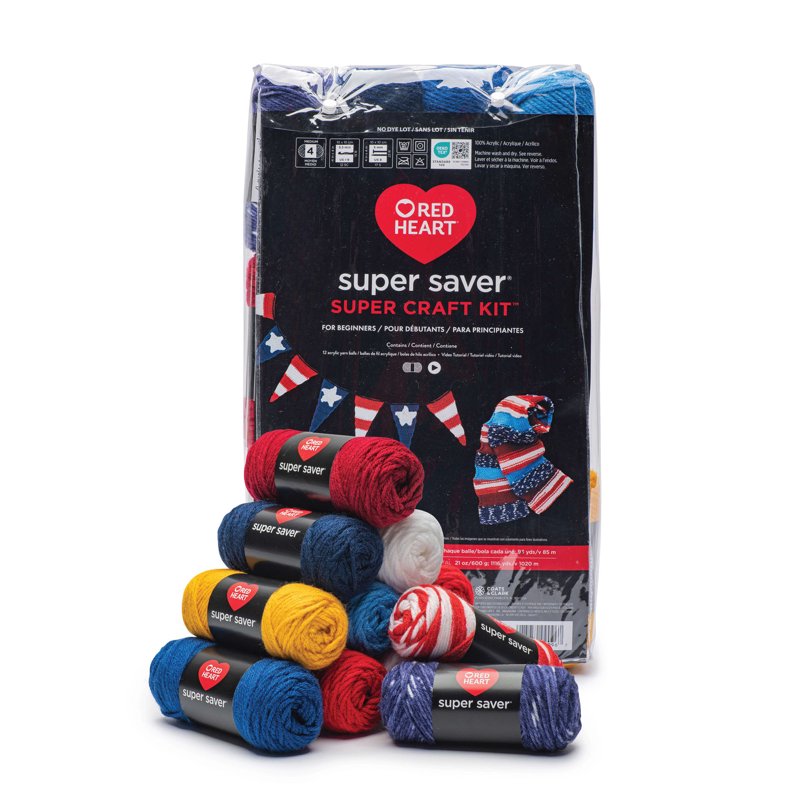 DIY Craft Kit with 12 Balls of Acrylic Yarn for Knitting & Crocheting