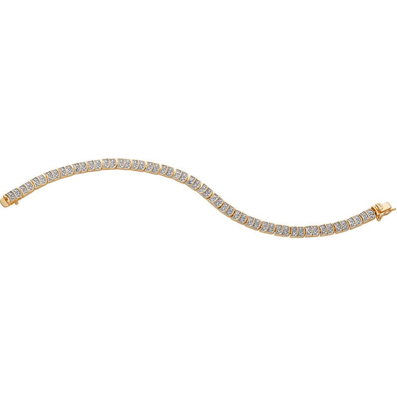 14K Gold-Plated Diamond Accent Tennis Bracelet 7.5 Inch Elegant Jewelry