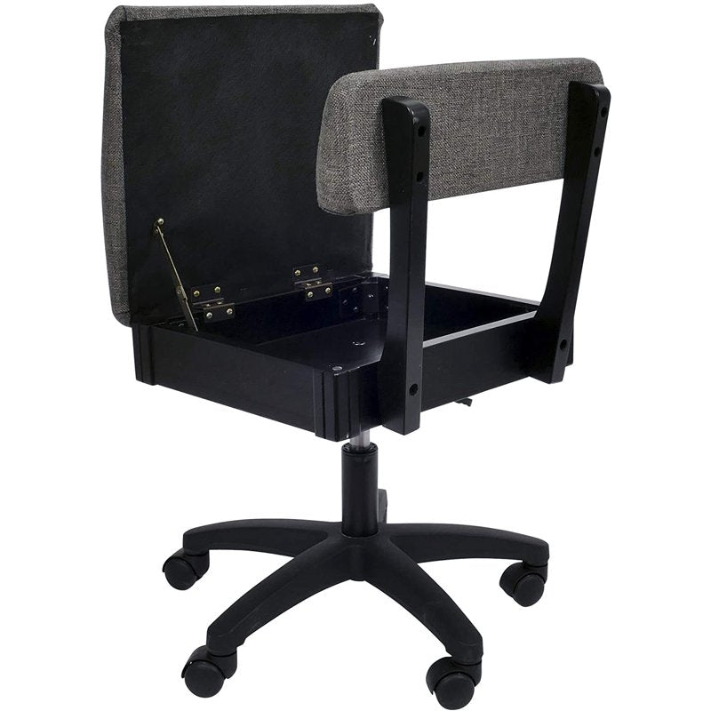 Adjustable Height Hydraulic Sewing Chair with Storage - Lady Gray Upholstery