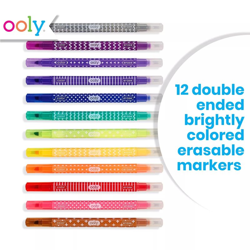 Erasable Markers Set of 12 - Bright, Vibrant Colors for Kids & Adults