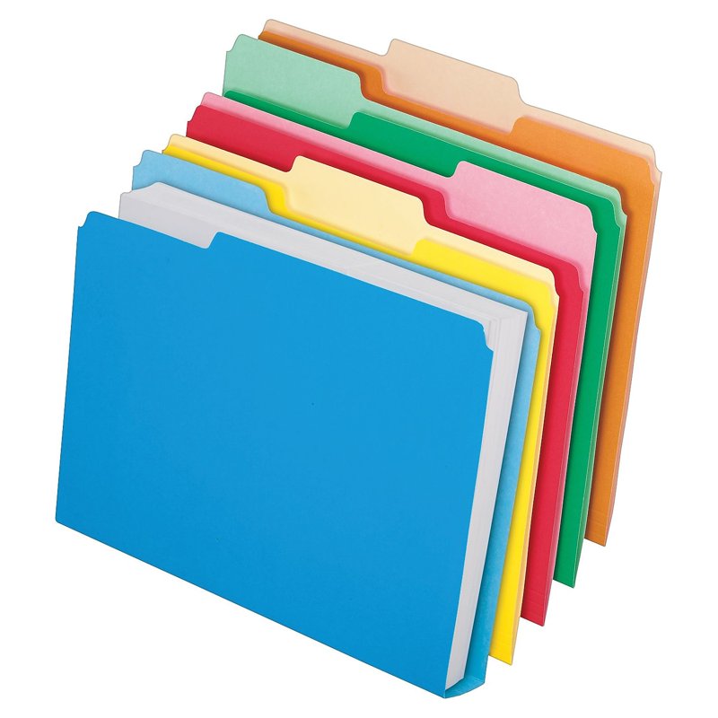 Assorted Letter Size Double Capacity File Folders with Tabs - 50 Pack