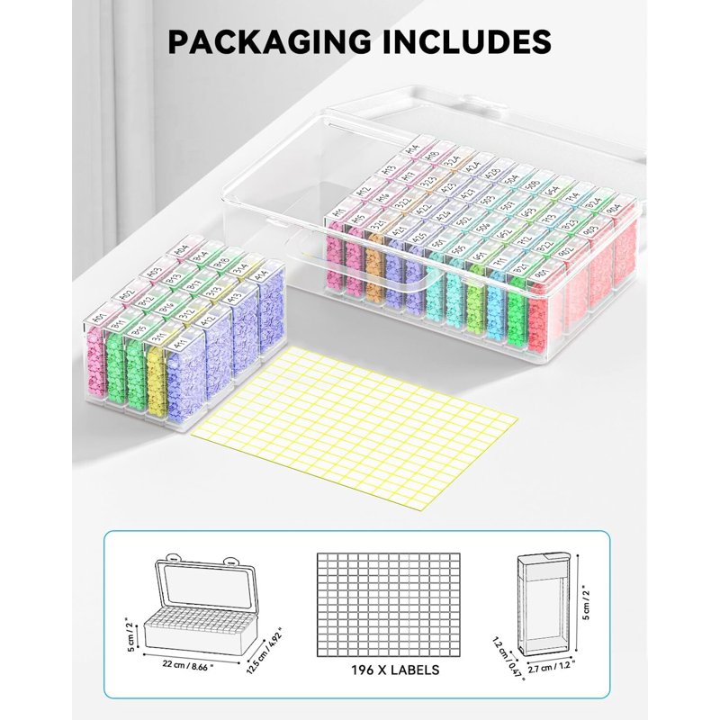 Diamond Painting Bead Storage Containers with 64 Compartments - Craft Organizer Box