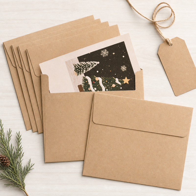 Self Seal Kraft Envelopes for 4x6 Photos Invitations - 70 Pack