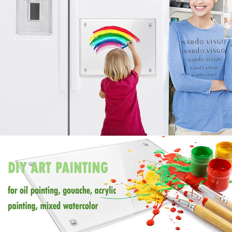 Magnetic Acrylic Calendar for Fridge Set with 5 Markers - Clear Dry Erase Planning Boards