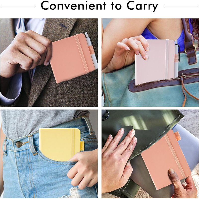 Pocket Notebook Set with Black Pens - Pastel Colors, 3 Pack, 3.5x5.5 Inches