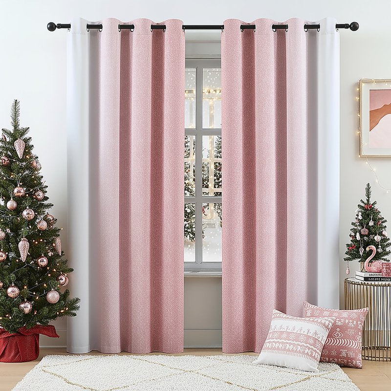 Blackout Curtains with Ombré Gradient Design, Triple Weave, Grommet Top, Heat & Light Blocking