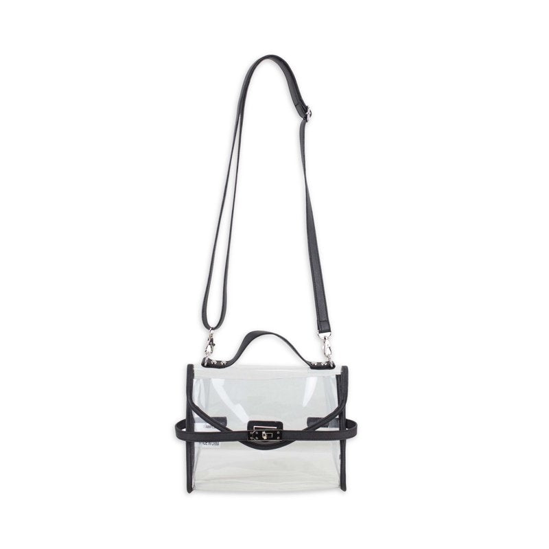 Clear TPU & PU Crossbody Bag with Metal Turnlock - Stadium-Approved