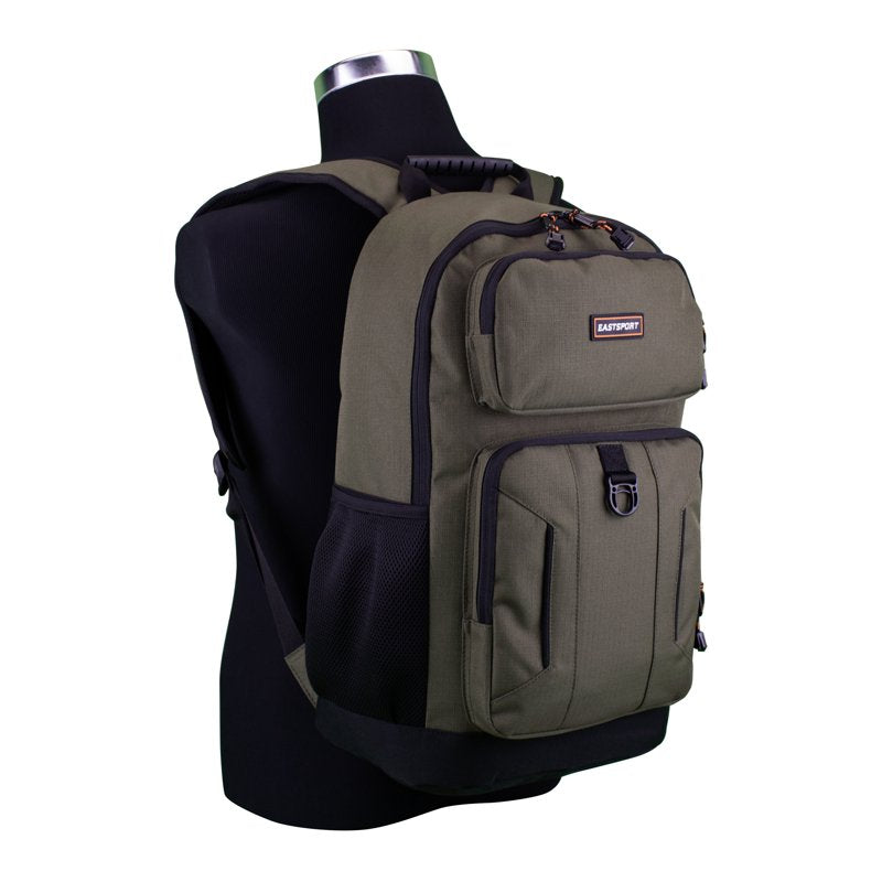Unisex Army Green Backpack with Laptop Sleeve & Water-Resistant Bottom
