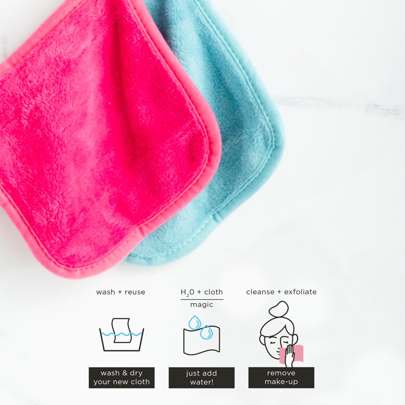 Reusable Makeup Removing Cloths - Pack of 4, Blue - Water-Activated, Gentle & Eco-Friendly