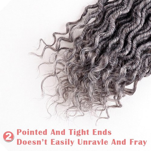 6 Packs Goddess Locs Crochet Hair 14 Inch Gray Wavy Curly Faux Locs Crochet Braids Synthetic Hair Extensions Dreadlocks Crochet Locs Braiding Hair Goddess Brainds Crochet Hair (14" (6 Packs), #51)