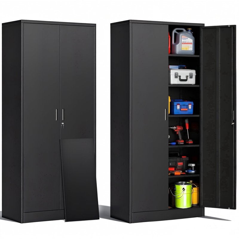 Metal Storage Cabinet with Locking Doors and Adjustable Shelves – 71 Inch Tall, Garage, Home, Office