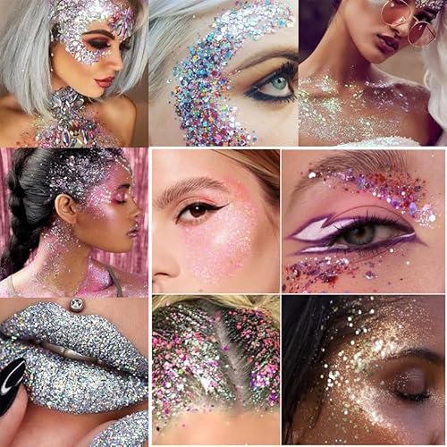 Face and Body Glitter Stick, Sparkly Chunky Hair Glitter Makeup, Holographic Sparkling Neon Outfit Singer Concert Music Rave Festival Party Accessories Glitter Gel. (Purple)