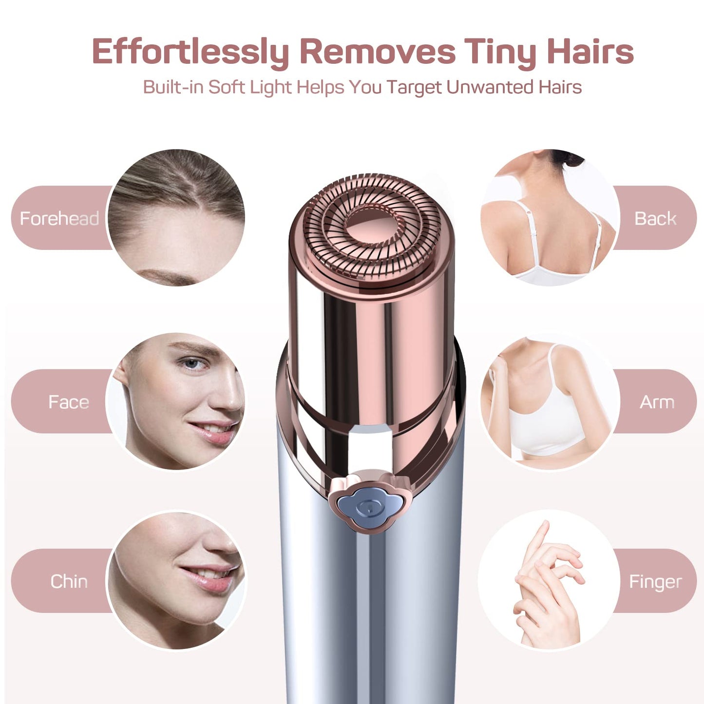 Facial Hair Removal for Women(as seen on tv),Painless Hair Shaver Rechargeable,2 x Replacement Heads Included, Lady Face Electric Razor for Lip, Chin,arms,The Best Female Mustache Remover