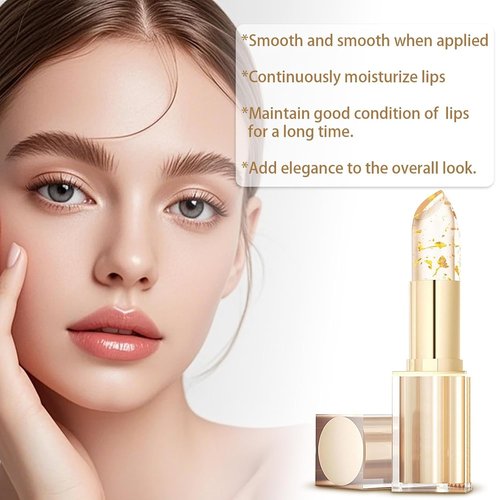 Calyphra Revulve True Tone Lipstick, Transferproof Color Changing Lipstick, Gold Crystal Color Changing Lip Stick, PH Color Changing Long Lasting Moisturizing Lip Gloss (1pc)