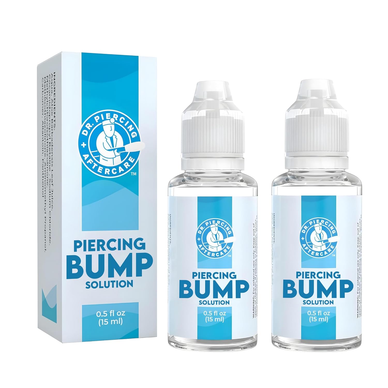 Dr. Piercing Aftercare Keloid Drops – Non-Greasy Saline Solution for Keloid Bump Removal for Piercings - May Reduce Appearance of Nose Piercing Bump, Nose Ear Lip Belly (15 mL)