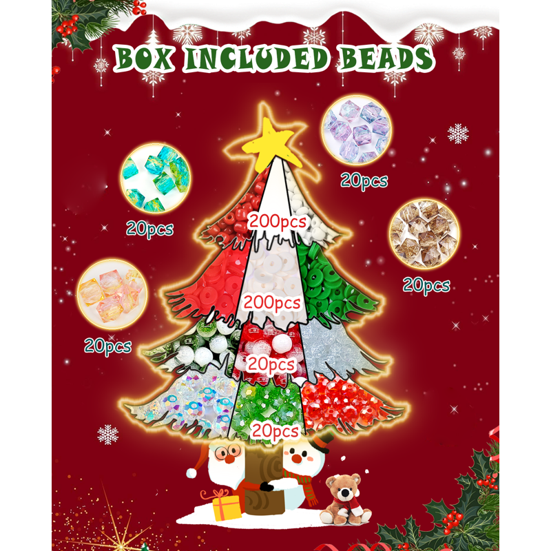 Christmas Friendship Bracelet Making Kit with Clay Beads & Charms for Kids